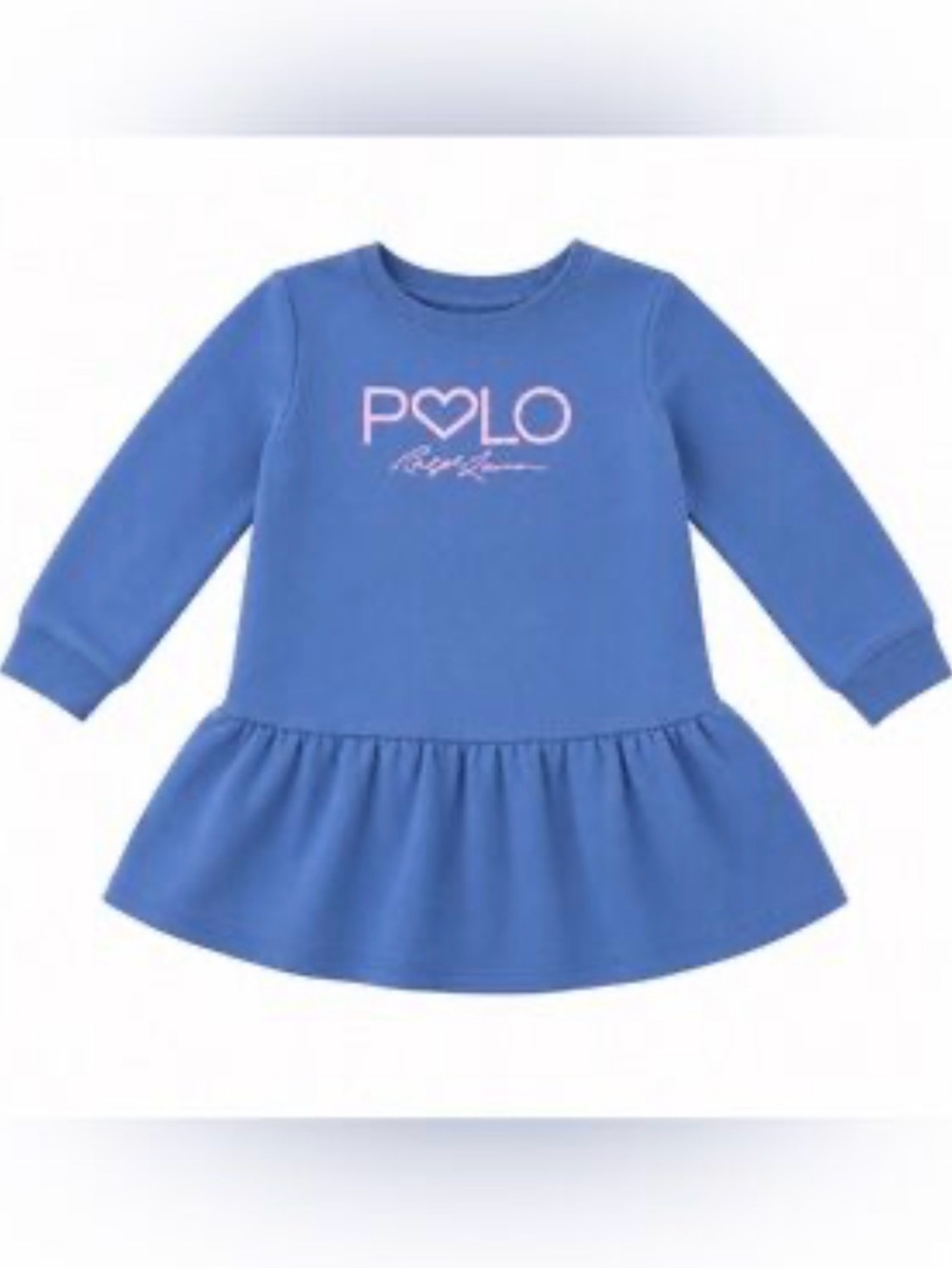 Polo by Ralph Lauren Blue Girls' Heart Logo Sweatshirt Dress-Brand New